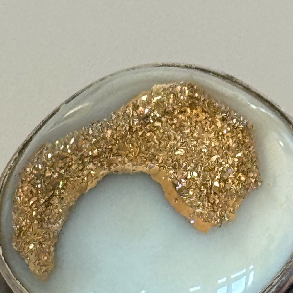 STUNNING • Natural Golden Druzy Agate Geode Ring - Picture 5 of 9